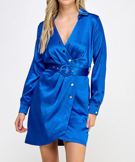 Royal Blue Belted Dress