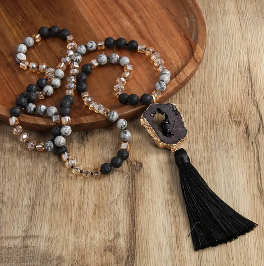 Natural Stone Necklace 34"