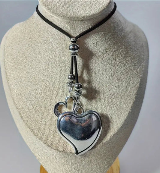 Hollow Heart Leather  Necklace