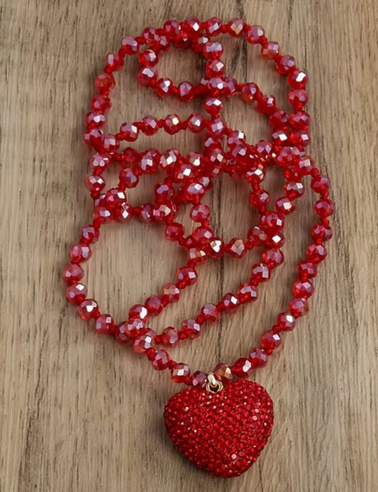 Red Coquette Heart Necklace
