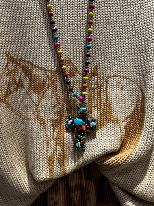 Stone Pendant Beaded Necklace