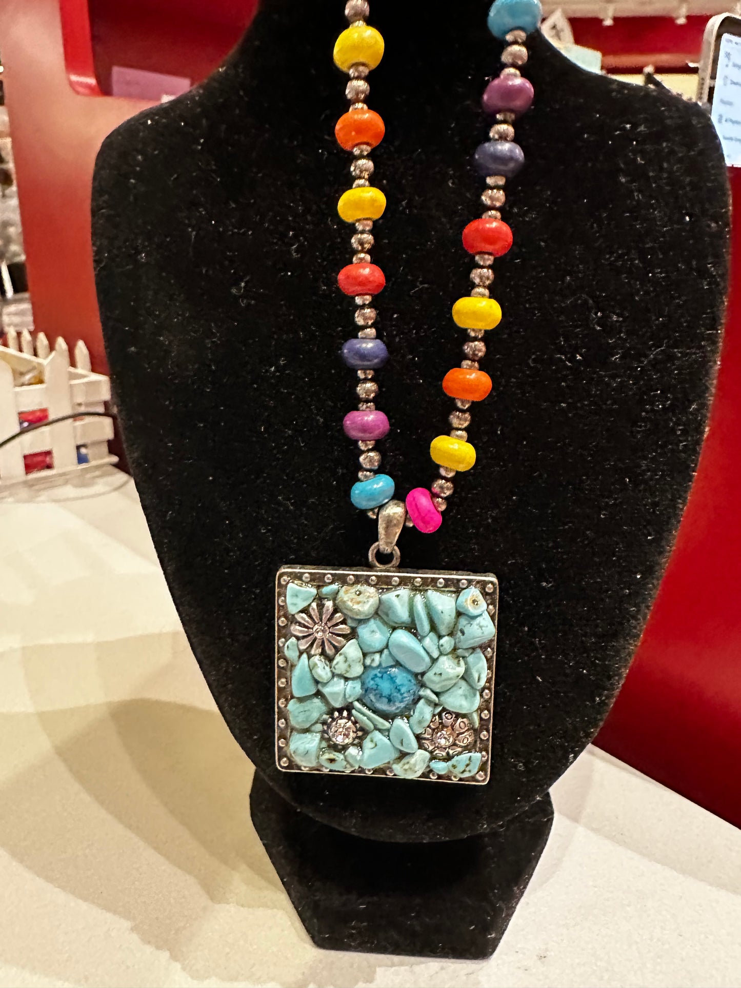 Stone Pendant Beaded Necklace