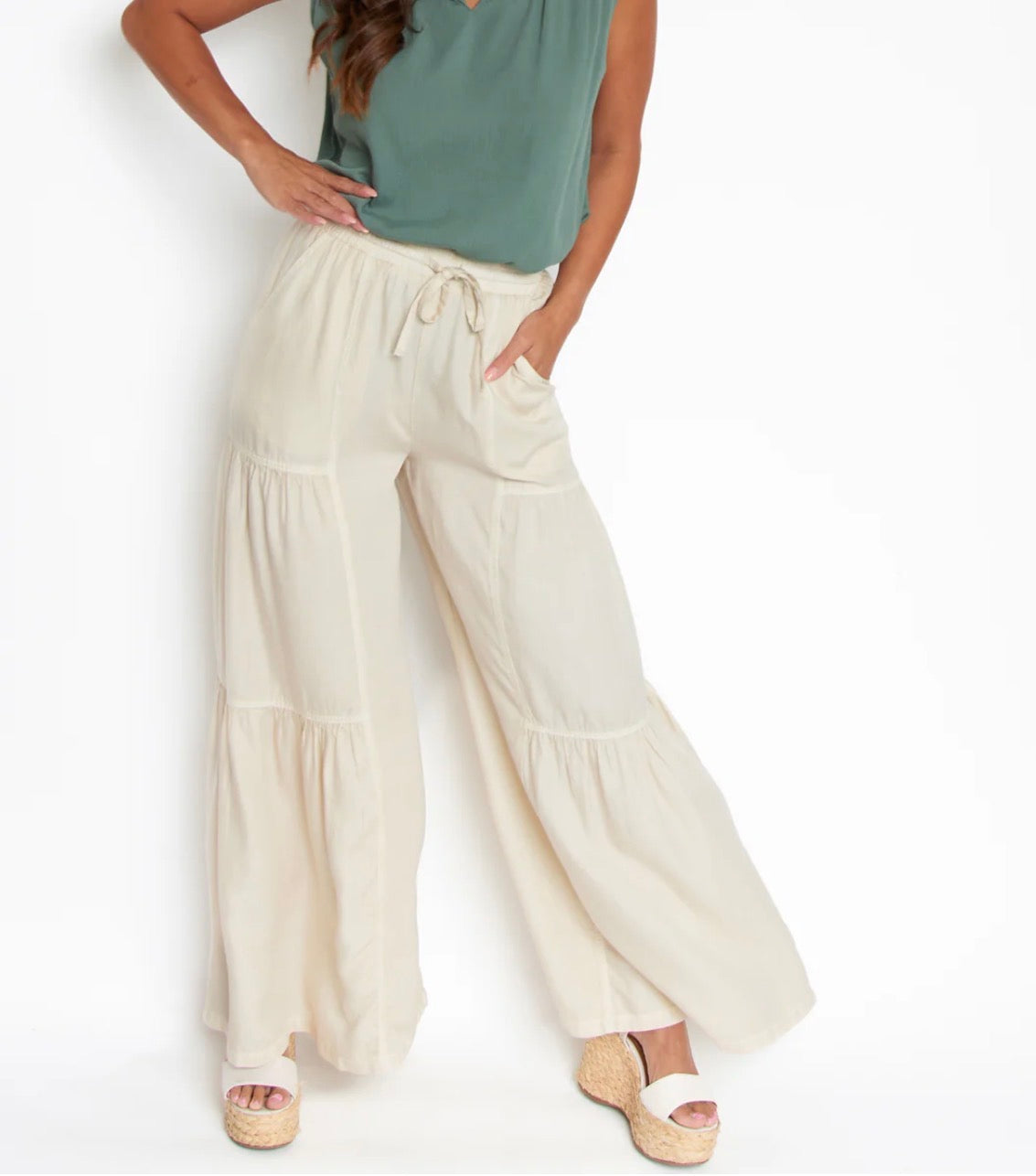 Wide Leg Pants Tiered