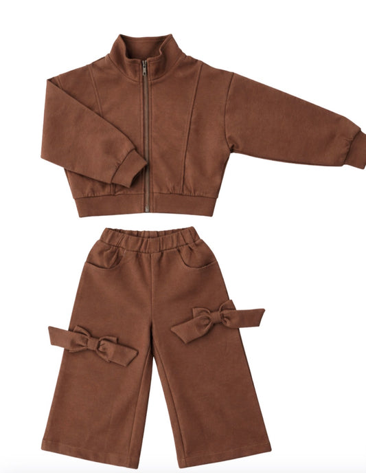 Girls Bow Sweatsuit Set