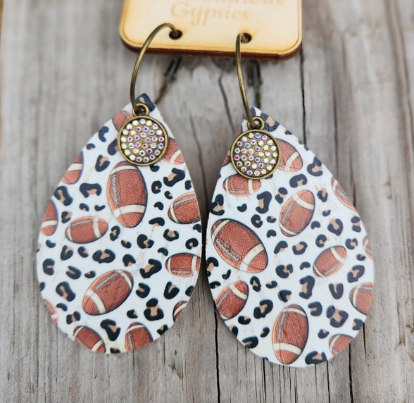 Cheetah Football Leather Patch Earrings