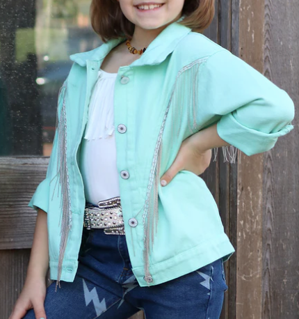 Girls Mint Denim Jacket