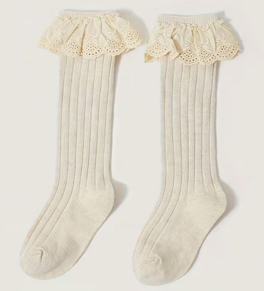 Girls Ruffle Knee Socks