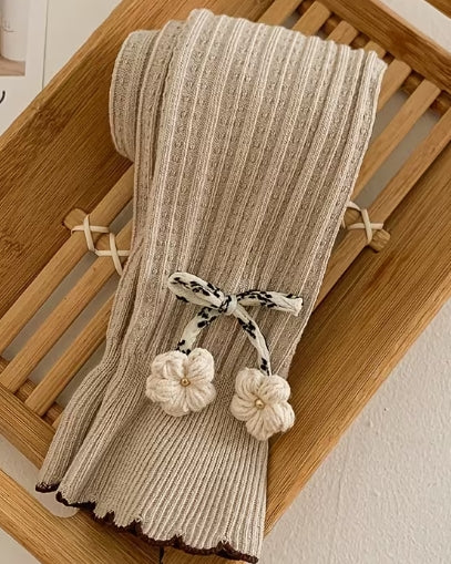 Girls Floral Bow Leggings