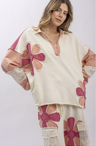 Flower Patchwork Sweatshirt