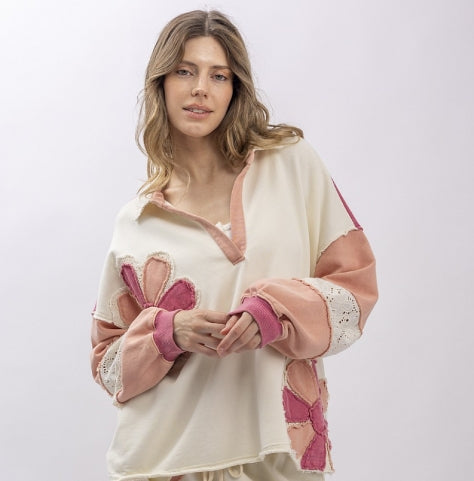 Flower Patchwork Sweatshirt