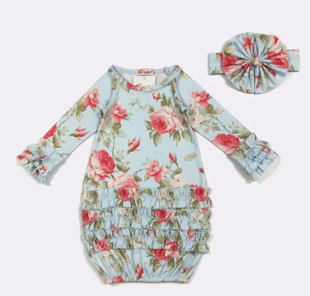 Baby Aqua Rosy Gown