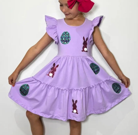 Egg Hunt Sequin Girls Dress