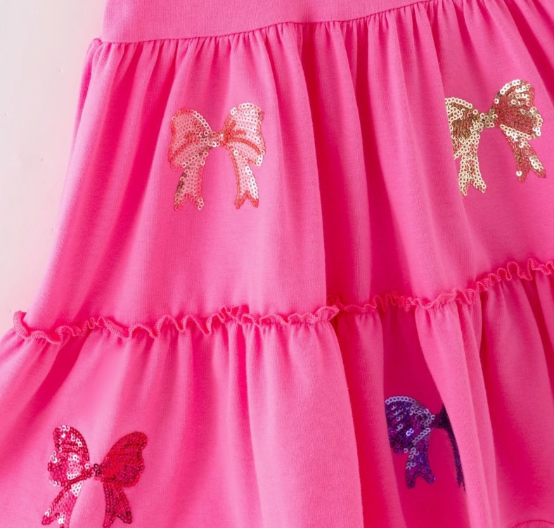 Coquette Bow Sequin Girls Dress