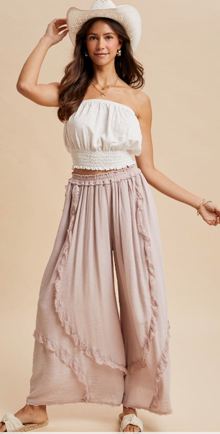Crinkle Palazzo Pants