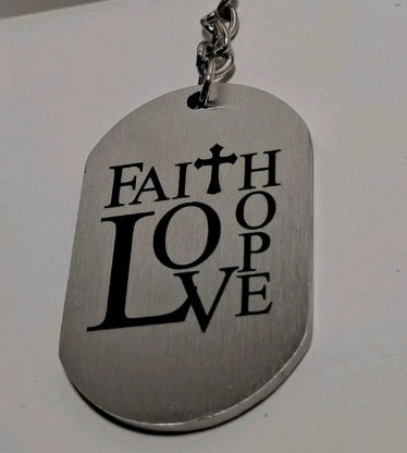 Keychain Faith Love Hope Dog Tag