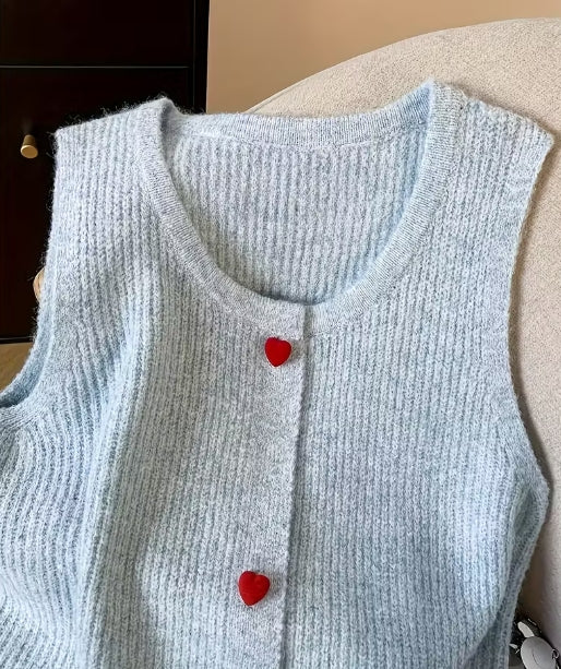 Heart Button Sweater Vest