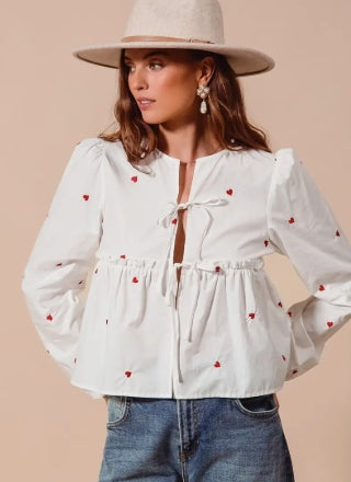 Heart Embroidered Blouse