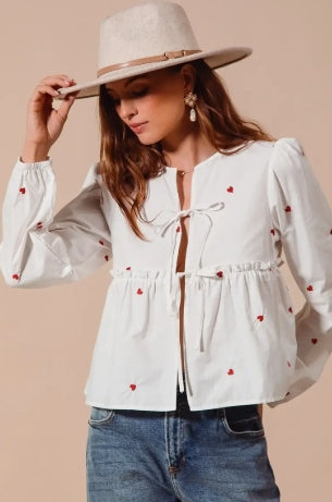 Heart Embroidered Blouse