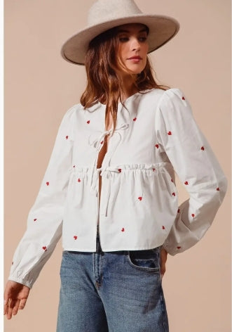 Heart Embroidered Blouse