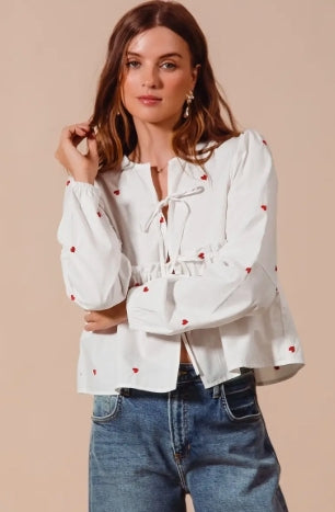 Heart Embroidered Blouse