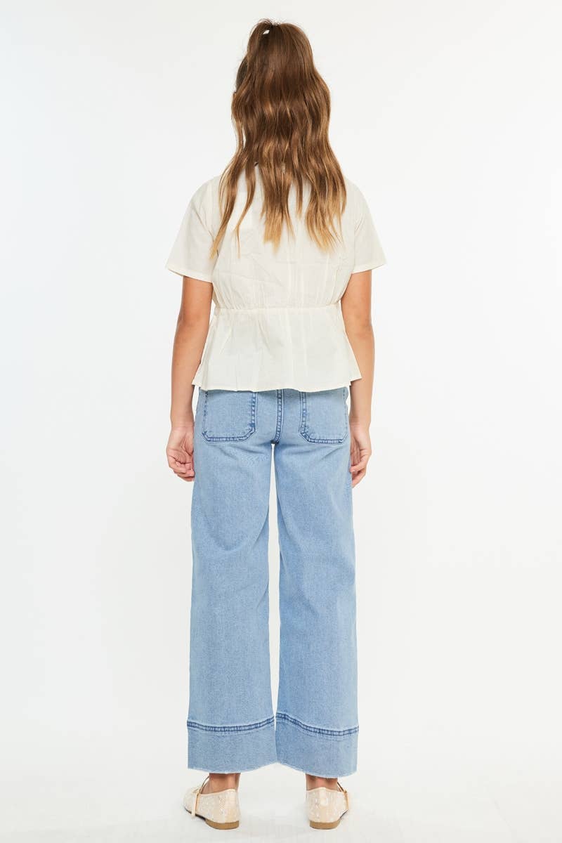 Girls HIGH RISE CROPPED WIDE LEG JEANS KanCan