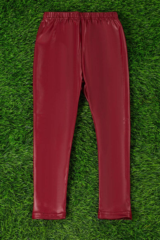 Maroon super stretchy leggings.