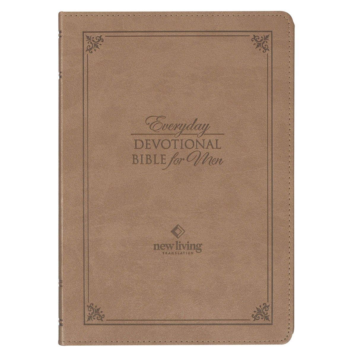 Devotional Bible NLT for Men Faux Leather, Tan