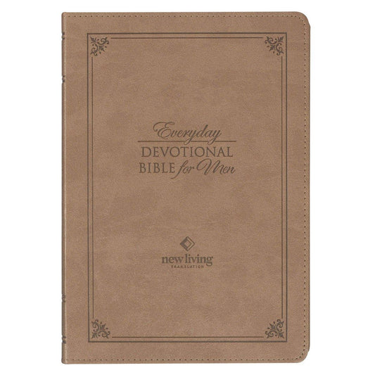 Devotional Bible NLT for Men Faux Leather, Tan