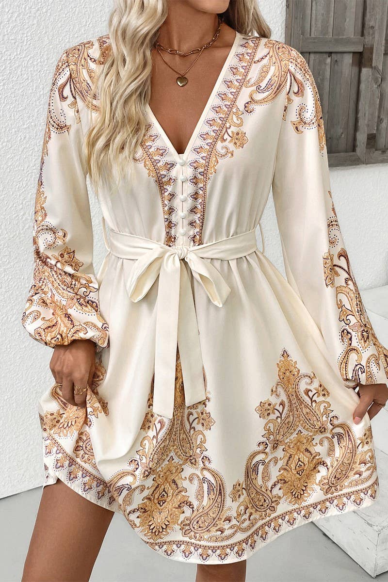 PAISLEY LONG SLEEVE DRESS