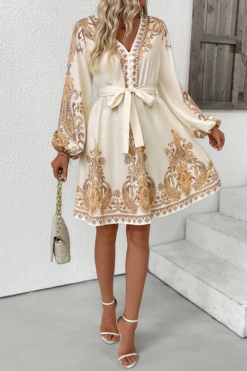 PAISLEY LONG SLEEVE DRESS