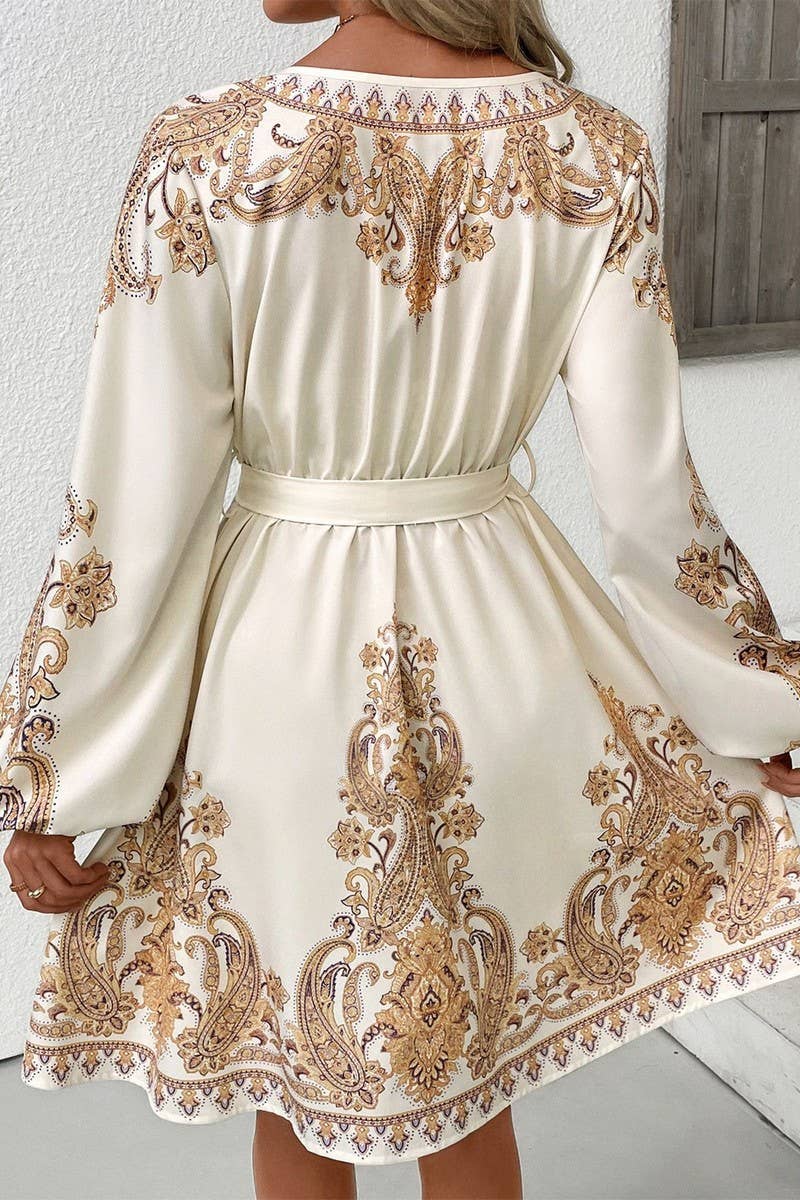 PAISLEY LONG SLEEVE DRESS