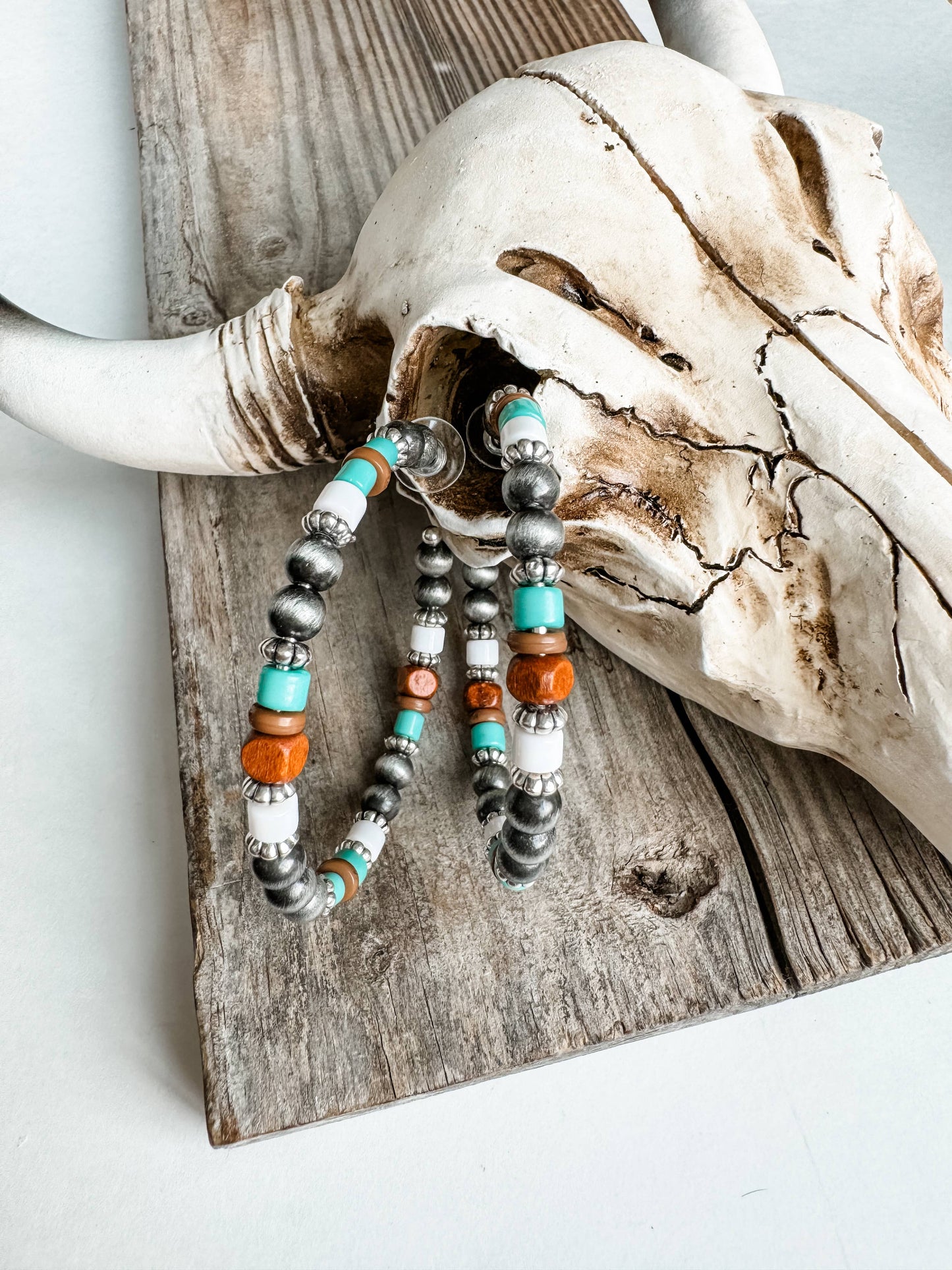 Navajo Pearl Bead Hoop Earrings