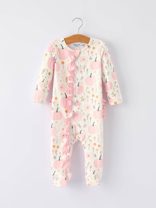 Infant Pink Pumpkin Romper