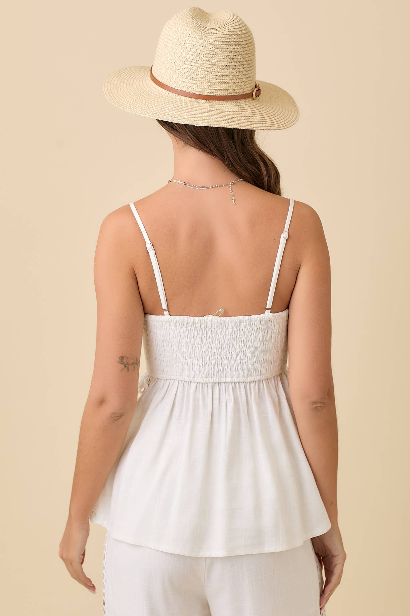 Peplum Top with Lace Border