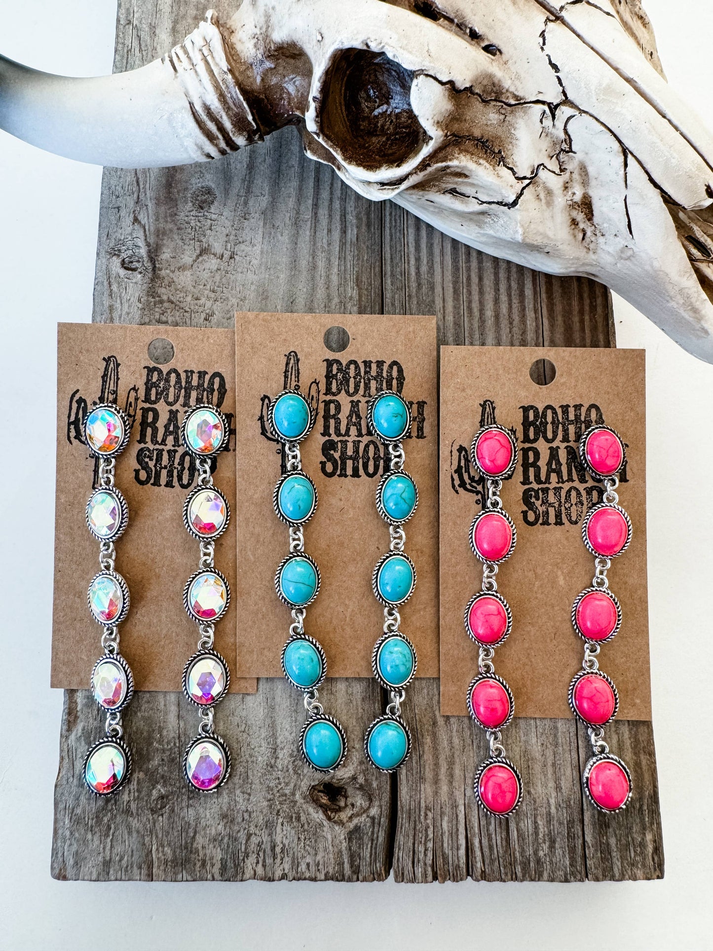 5 Tier Stone Drop Earrings