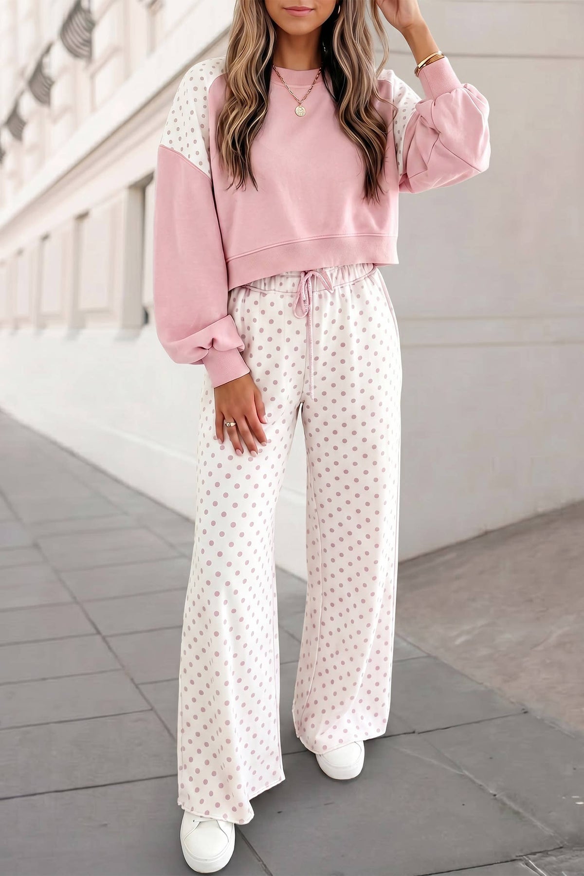 Pink Polka Dot Patchwork Set