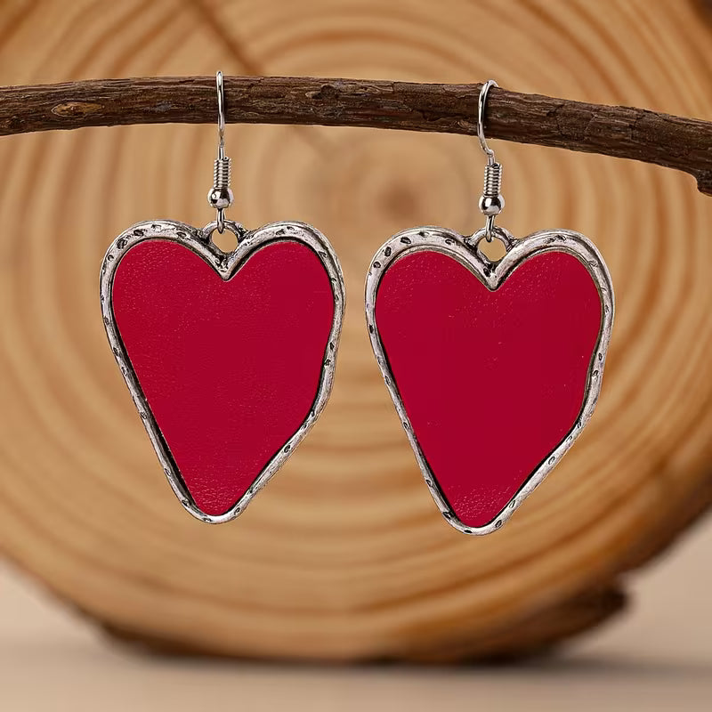 Large Heart Dangle Earrings