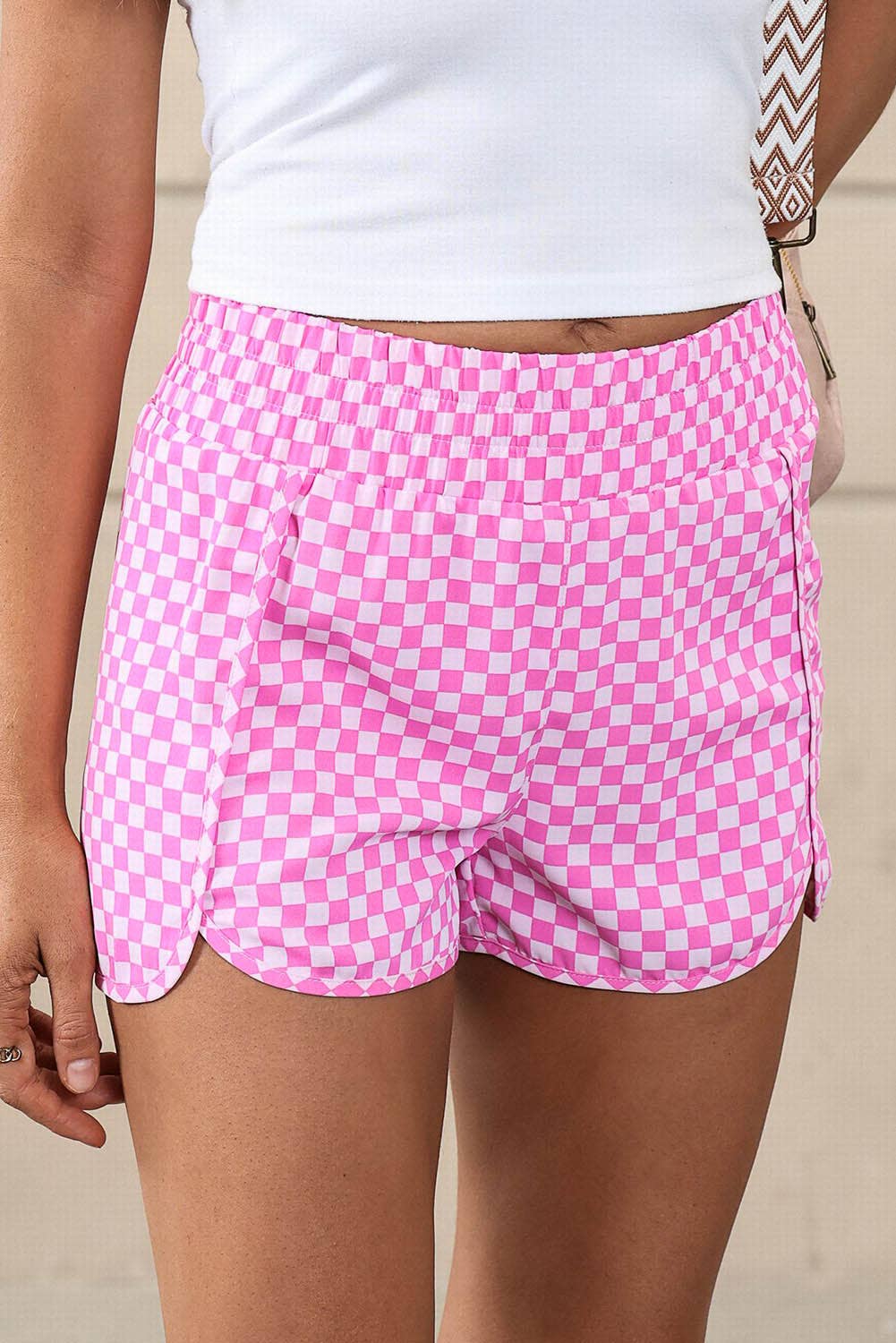 Checkered High Waisted Athletic Shorts