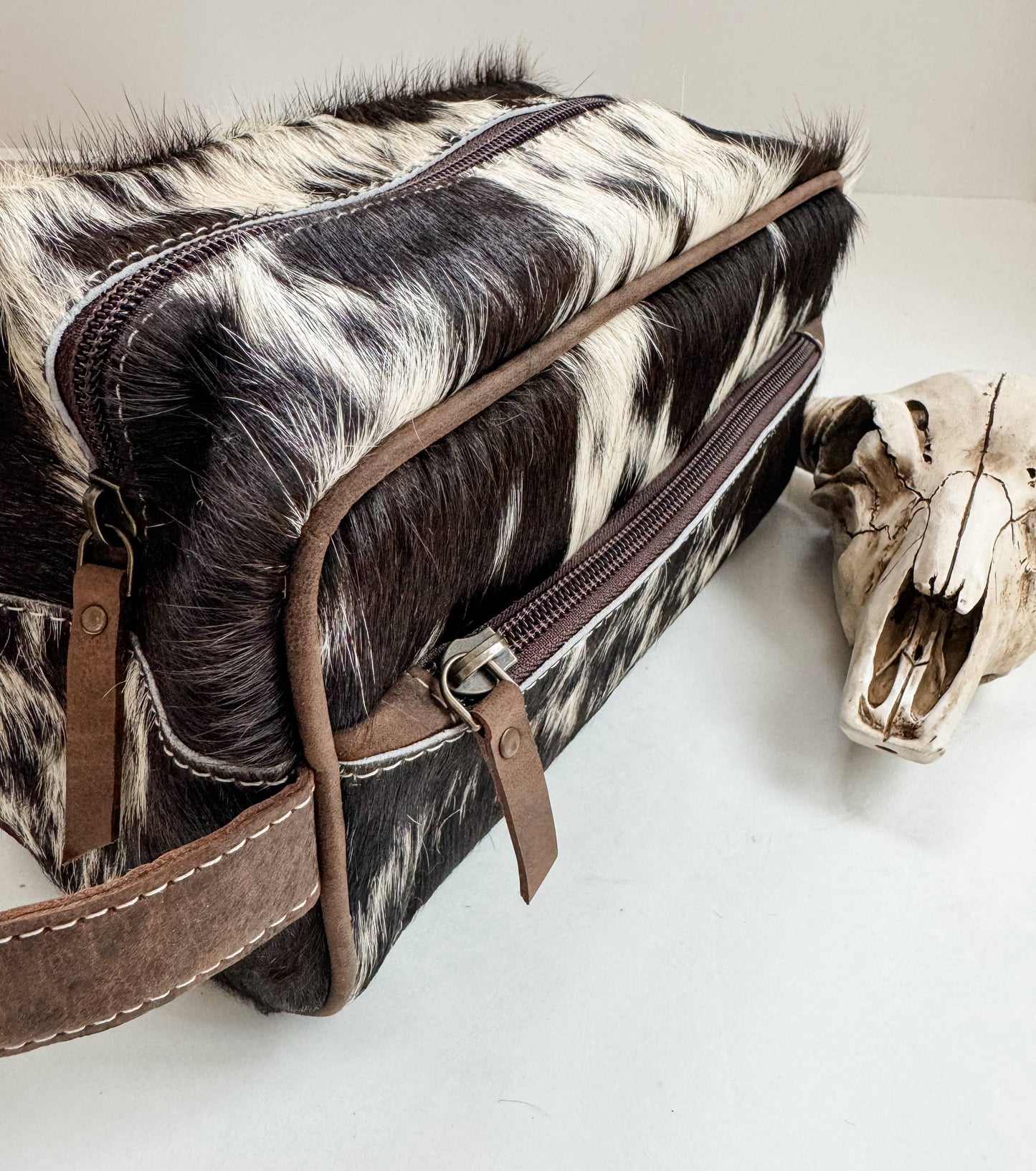Cowhide | Western Toiletry Makeup Shaving Travel Bag