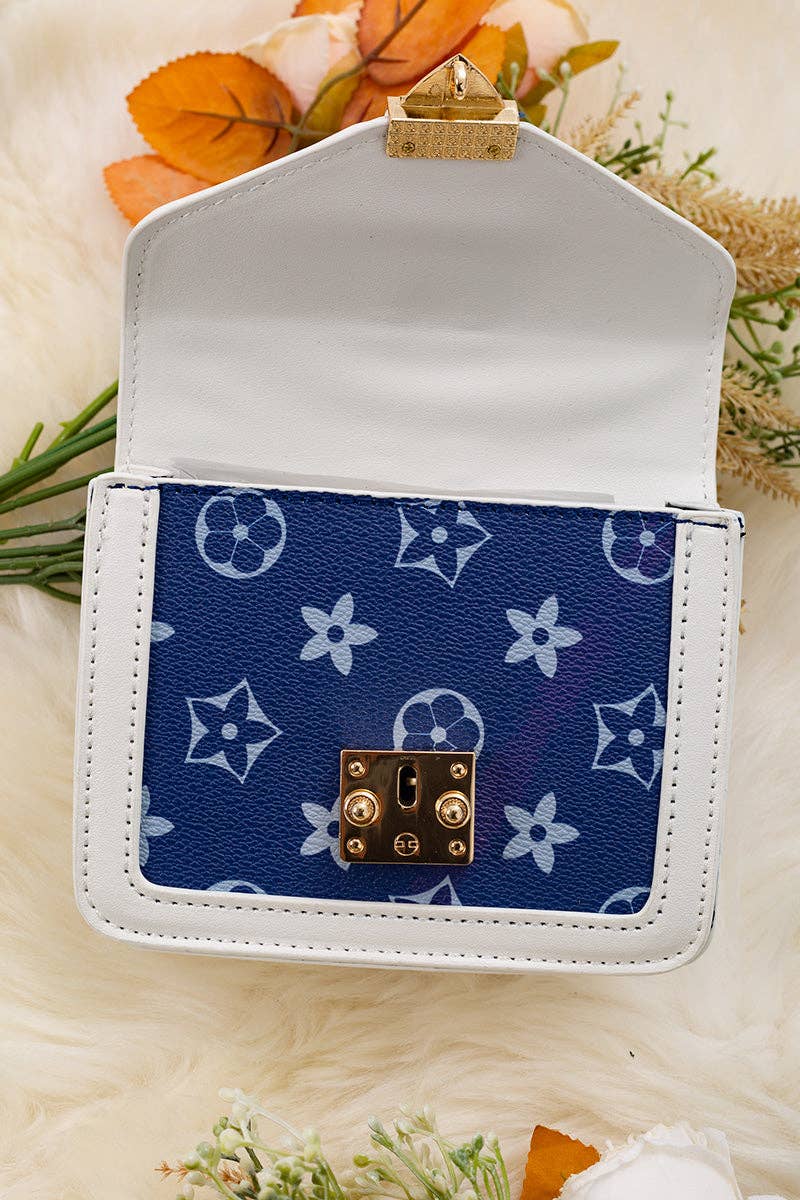 White/Navy Girls Purse