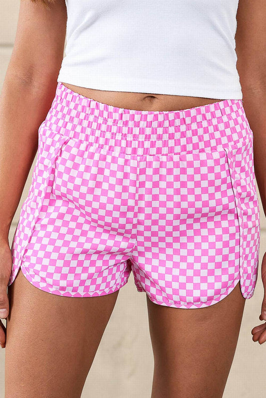 Checkered High Waisted Athletic Shorts