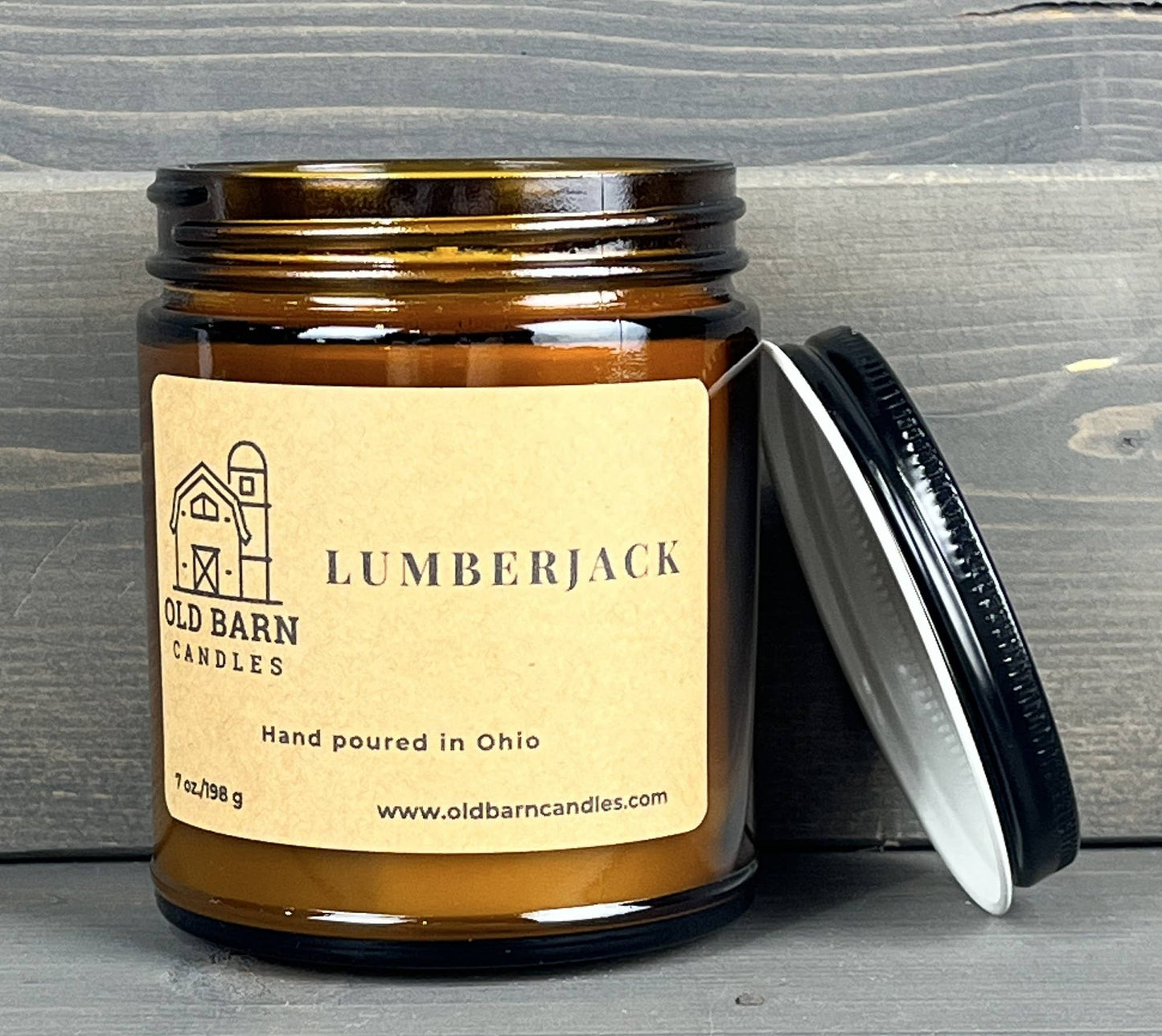 Lumberjack 9oz Amber Straight Sided Jar w/Lid