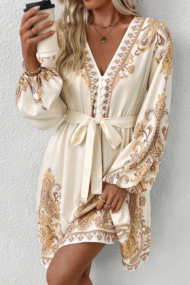 PAISLEY LONG SLEEVE DRESS