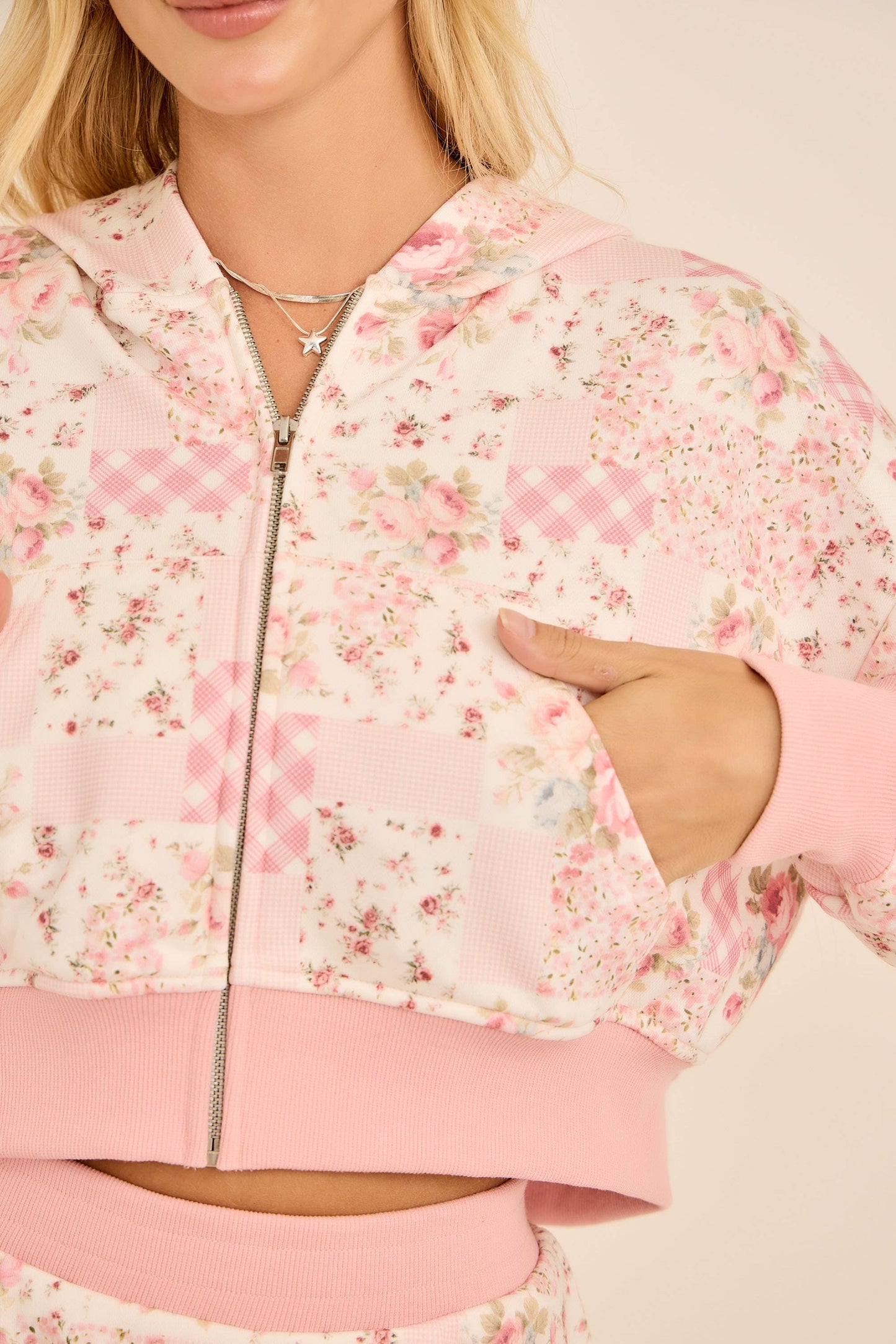 Cropped hoodie with set skort