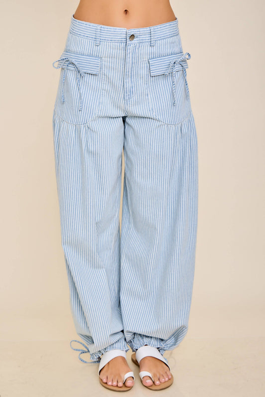 Striped Balloon Cargo Pants