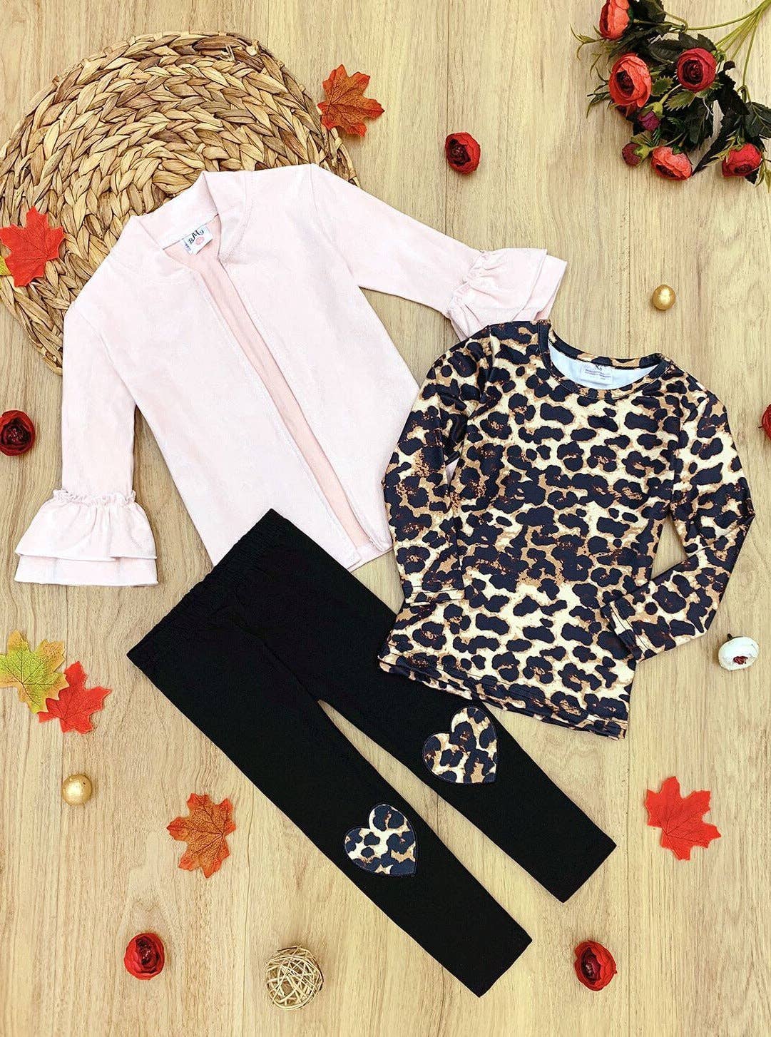 Girls Pink Leopard 3pc Set