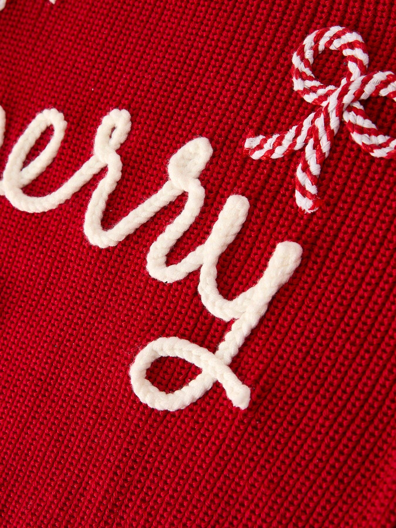"Merry" Bow Candy Cane Sweater