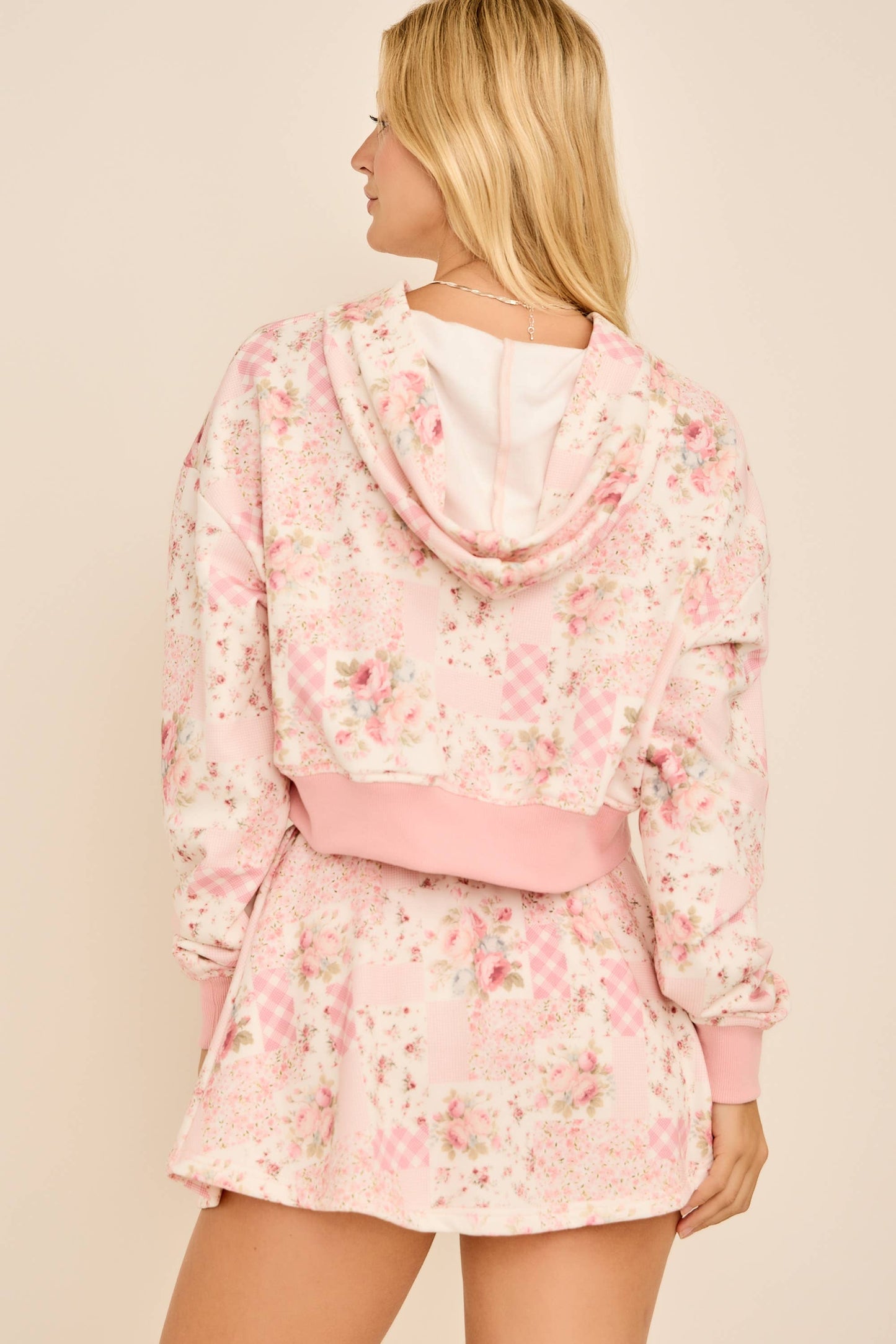 Cropped hoodie with set skort