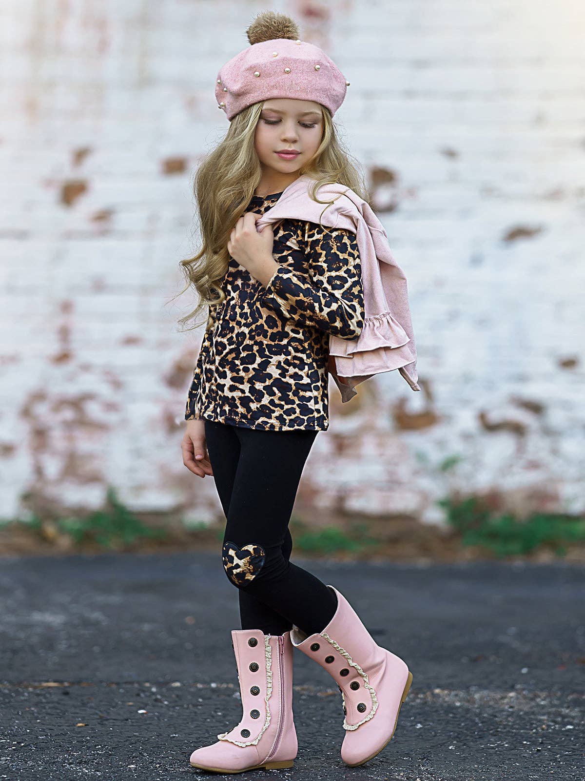 Girls Pink Leopard 3pc Set