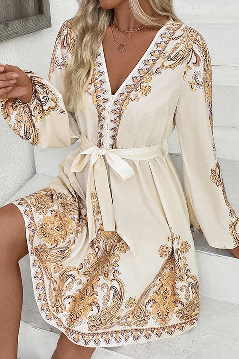 PAISLEY LONG SLEEVE DRESS
